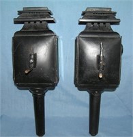 Pair of antique carriage lamps