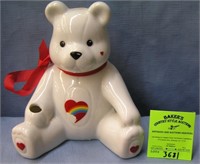 Porcelain seated bear bank