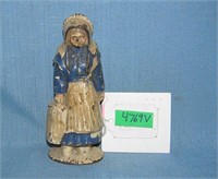 Amish woman hand painted cast iron paper weight