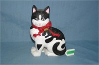 Painted cast iron cat door stop