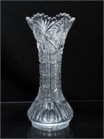 12” Cut glass vase nice