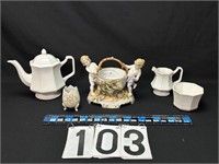 C&S, Teapot & Dresden center piece