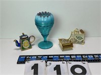 Green Fluted Vase, Lenox, Piano & Jewelry box