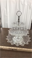 3 Tier clear glass petal serving tray
