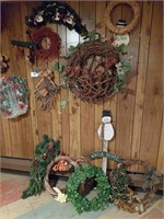 Lot of Christmas wreaths and other decorations