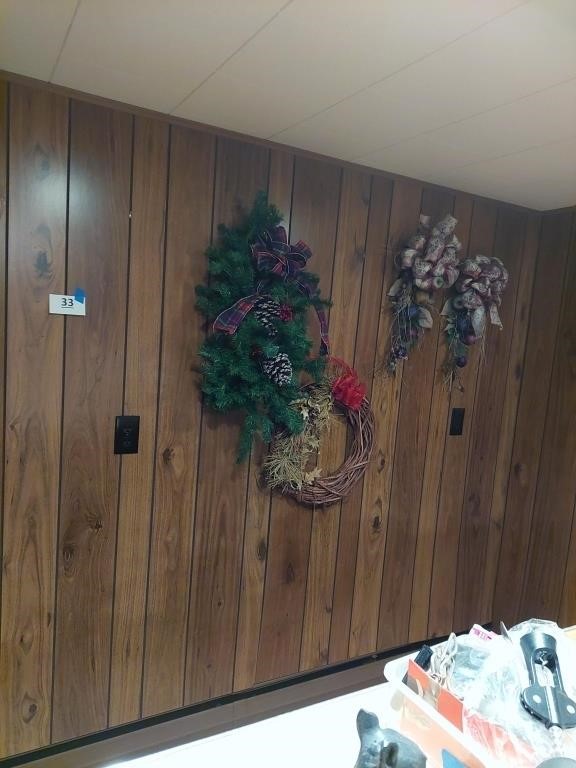 Lot of Christmas wreaths and decorations