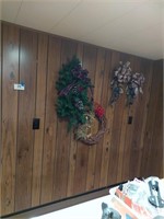 Lot of Christmas wreaths and decorations