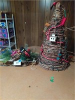 Grapevine Christmas tree and decorative sled