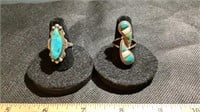 2 Unmarked Turquoise Rings Size 7