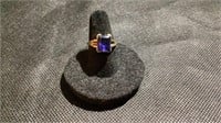 10K Gold Ring with Blue Stone Size 7