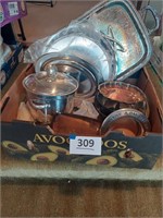 Lot of silver plate trays, ice bucket and other