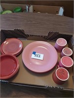 Lot of pink Fiestaware dishes