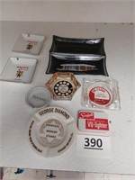 Lot of assorted glass ashtrays, local advertising