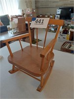 Wooden doll rocking chair, approx 12" tall
