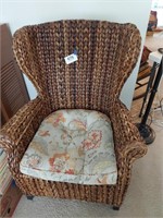 Ratan wing back chair with cushion