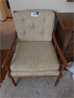 Wood frame upholstered arm chair