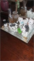 Mirror Tray with Cat/Dog Figures, Perfume