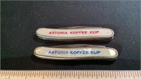 2 Astoria Koffee Kup Advertising Pocket Knife