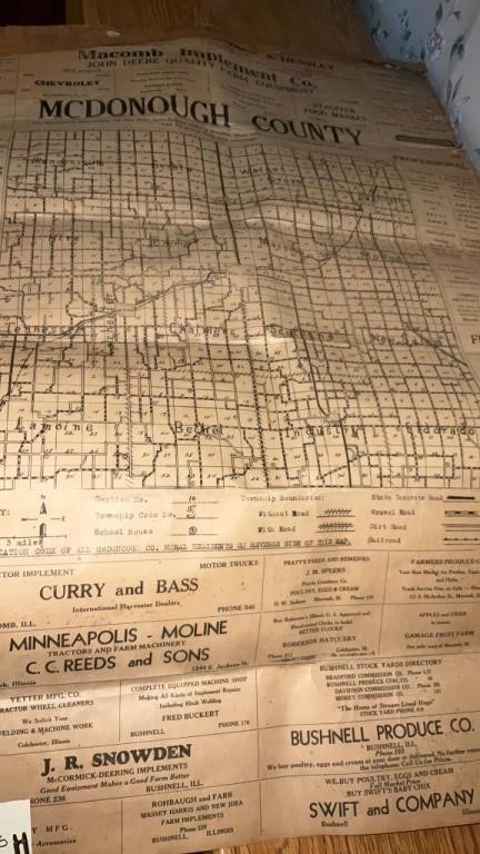 McDonough County Map with Advertising 24x36,shows