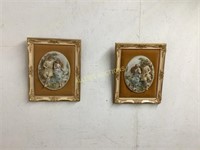 2 CERAMIC WALL HANGINGS FRAMED AND MATTED