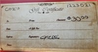 $30 Coz's Gift Certificate