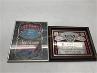 FRAMED JACK DANIEL’S PRINT AND BUDWEISER MIRROR