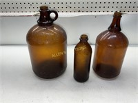 3 CLOROX BOTTLES  (QUART HALF GALLON AND GALLON)