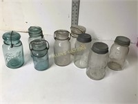8 EARLY CANNING JARS