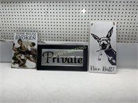 3 WALL ART PIECES DONKEY  "RULES"  PRIVATE