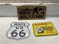 3 SIGNS US ROUTE 66  PACIFICO  "SQUATCHIN"