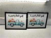 2 WOODEN  "HAPPY FALL Y'ALL"  SIGNS