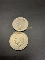 2 1971 EISENHOWER DOLLAR COINS