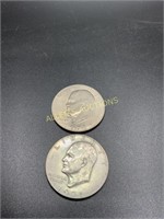 2 1971 EISENHOWER DOLLAR COINS