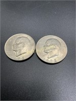 2 1972 EISENHOWER DOLLAR COINS
