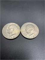 2 1972 EISENHOWER DOLLAR COINS