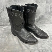 1990s Justin Smooth Ostrich Roper Boots Size 9