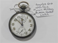 ANGELUS OPEN FACE WWII MILITARY POCKET WATCH