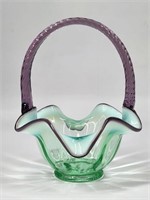 FENTON GREEN & PURPLE GLASS BASKET