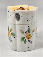 FENTON HAND PAINTED SIGNED FLORAL COVERED JAR