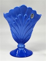 FENTON ART GLASS PERIWINKLE BLUE FAN VASE