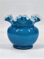 FENTON SILVER CREST BLUE GLASS BOWL