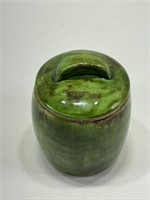 Lidded Green Pottery Jar