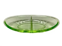 Divided Green Uranium Glass Dish