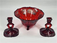 CAMBRIDGE STERLING SILVER RUBY RED CONSOLE SET