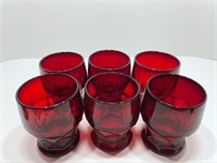 6 Vintage Viking Georgian Ruby Red Glasses