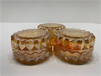 3 1950s Jeanette Carnival Glass Trinket Dishes
