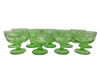 Set of 14 Green Uranium Glass Goblets