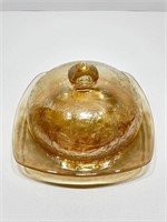 Jeanette Floragold Iridescent Butter Dish W/ Lid