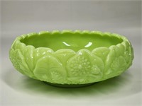 FENTON GREEN GLASS WATER LILY BOWL