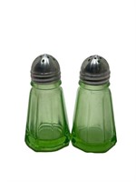 Green Uranium Glass Salt & Pepper Shakers